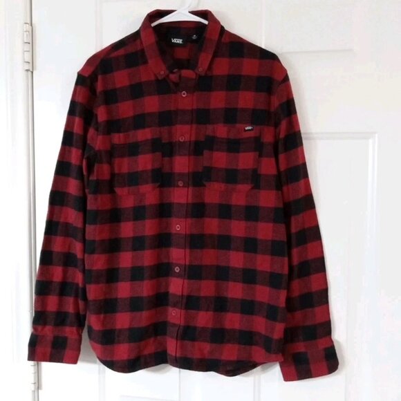 VANS Button Up Shirt Men’s Medium Classic Plaid Long Sleeve Flannel - Picture 1 of 5